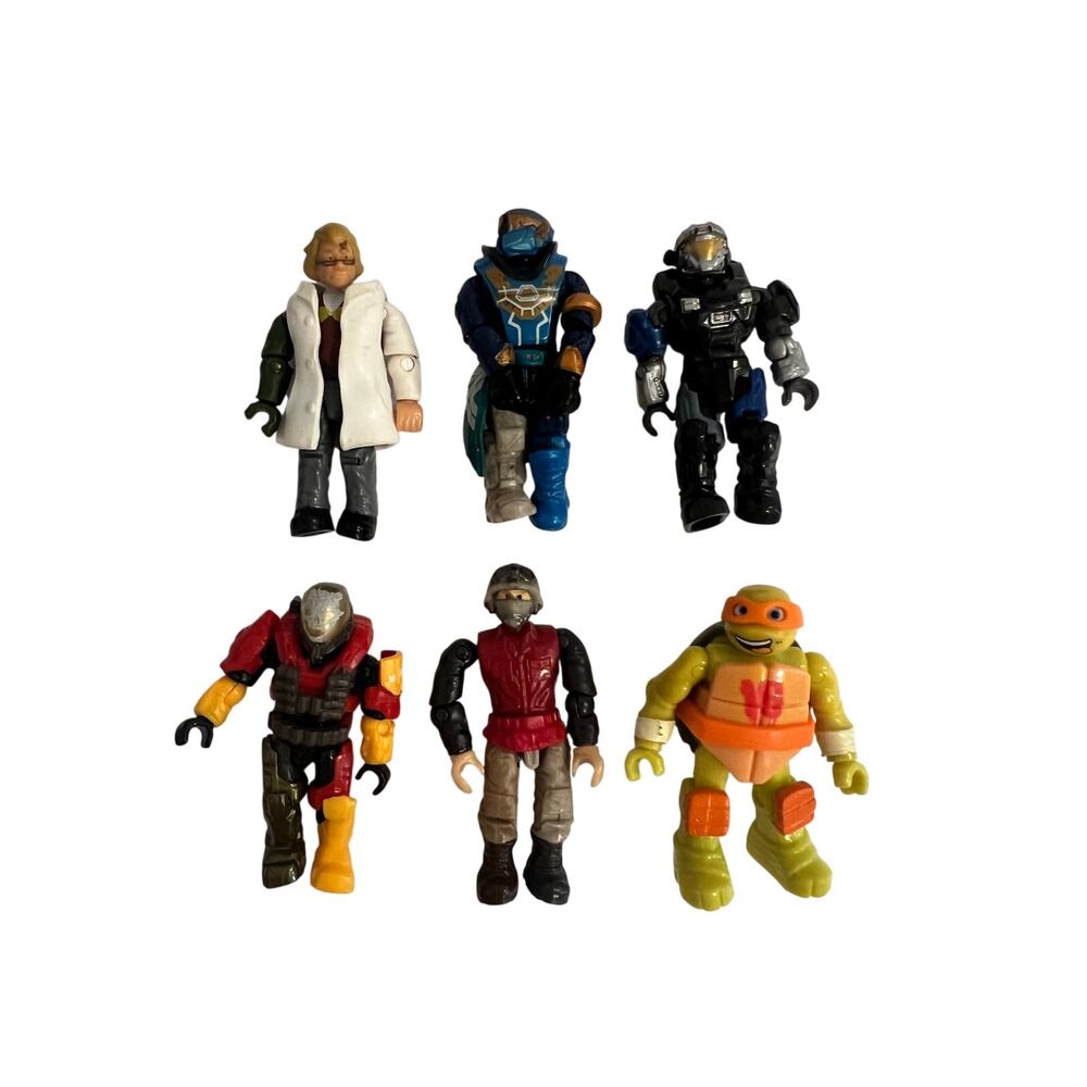 Action Figure Lot TMNT Michelangelo Halo / Sci-Fi Soldiers & Scientist 6 Figures
